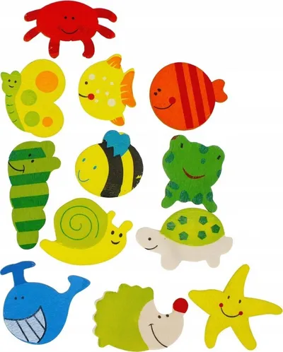 Magnetë druri Starpak Animals, 40mm, set 4 copë, shumëngjyrësh - 3