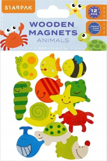 Magnetë druri Starpak Animals, 40mm, set 4 copë, shumëngjyrësh