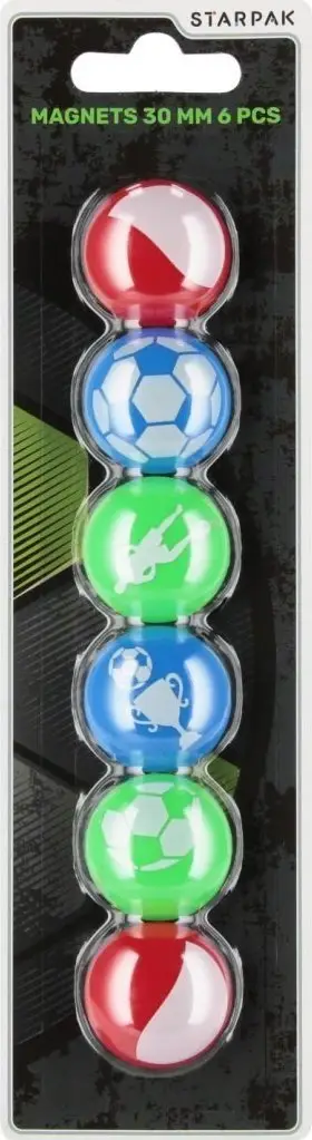 Magnete me ngjyra STARPAK 546492, motiv futbolli, 30mm, set 6 copë