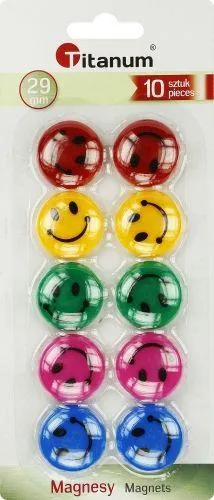 Magnete për tabelë me emotikone, 29mm, set 10 copë, shumëngjyrëshe - 1
