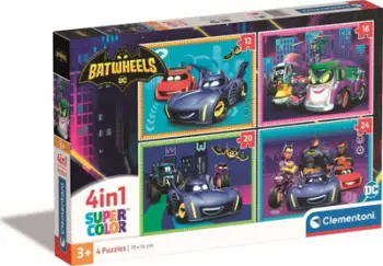 Puzzle Clementoni Batwheels 21529, set 4 në 1, 12 16 20 24 pjesë, për fëmijë 3 5 vjeç