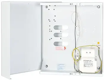 Kuti metalike alarmi Hikvision Satel OMI-3, transformator 50VA 20V AC, për montim panelesh