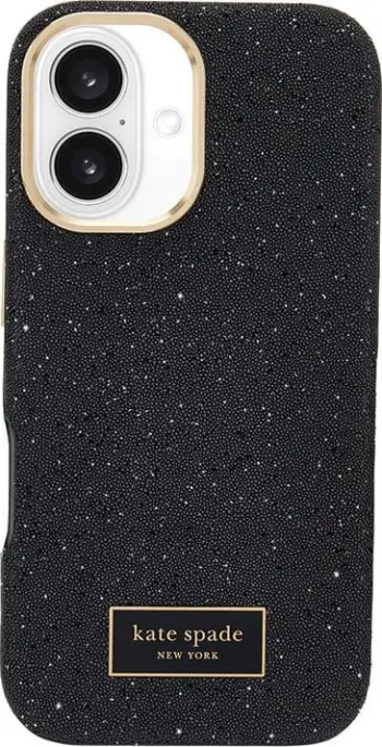 Mbulesë telefoni Kate Spade York Crystal Pavé MagSafe, për iPhone 16, me kristale, e zezë me ari