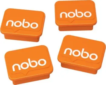 Magnetë për tabelë të bardhë NOBO, 4 copë, 18x22 mm, të portokallta