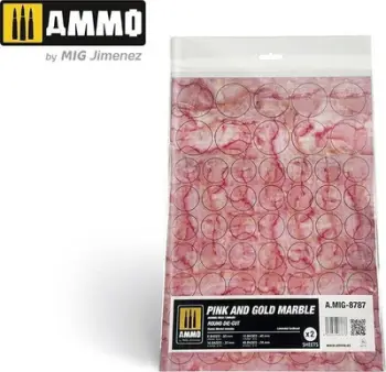 Baza figurash Ammo Mig Jimenez Marble Pink and Gold, rrethore, set 2 copë, rozë me të artë