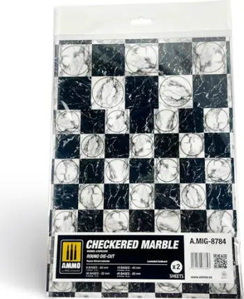Baza rrethore për wargames Ammo by MIG Checkered Marble, die cut, efekt mermeri