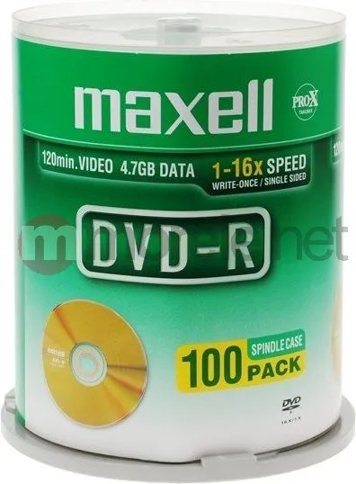 Set i disqeve DVD-R Maxell, 4.7GB, 16x, 100 copa - 1