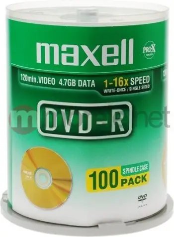 Set i disqeve DVD-R Maxell, 4.7GB, 16x, 100 copa