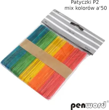 Shkopinj druri me ngjyra Wooden Colorful Sticks P2, 10cm, 50 copë