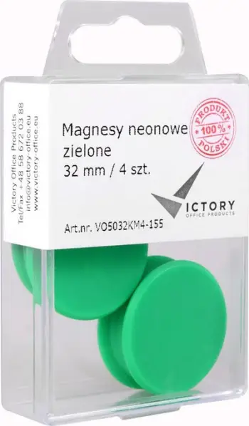 Magnete zyre Victory Office 5032KM4-155, 32mm, set 4 copë, jeshile neon
