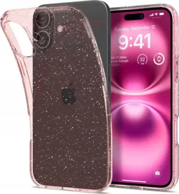 Mbulesë telefoni Spigen Liquid Crystal Glitter, për iPhone 16, TPU, Rose Quartz me shkëlqim