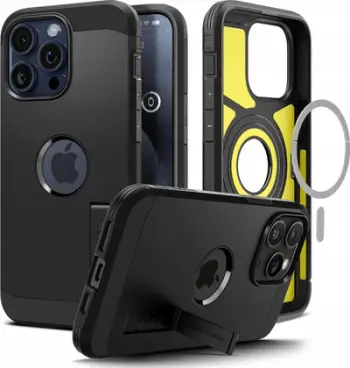 Mbulesë telefoni Spigen Tough Armor MagSafe, për iPhone 16 Pro Max, e zezë