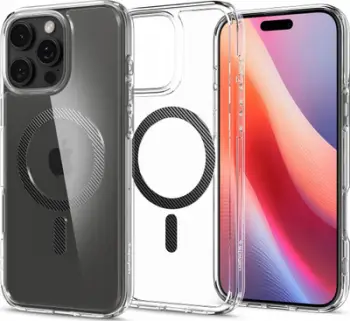 Mbulesë telefoni Spigen Ultra Hybrid MagSafe, për iPhone 16 Pro, stil carbon fiber, e zezë