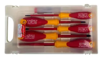 Set i kaçavidave elektroteknike Mega (10599), 1000V, 6 copë, të kuqe