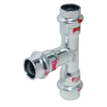 Tee çeliku Viega Prestabo 558703, 22x18x22 mm, për tubacione