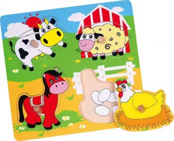 Puzzle druri Viga Farm, 4 copë, shumëngjyrëshe