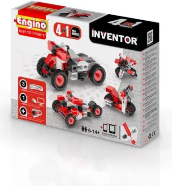 Set i lodrave Engino Motorçikleta, 4 copë, të kuqe