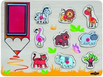 Puzzle druri Woody African Animals Stamps 91185, 9 copa, me vula, shumëngjyrësh