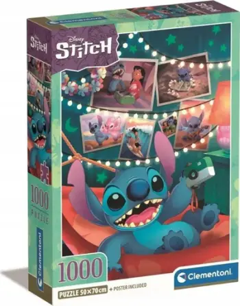 Puzzle fëmijësh Clementoni Disney Stitch, 1000 pjesë, 69 x 50 cm, shumëngjyrësh