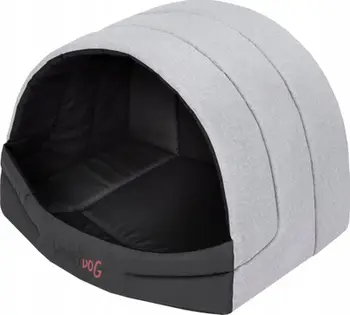 Shtëpi kube për qen Hobbydog R3, 55x43x38 cm, e butë, gri e zezë