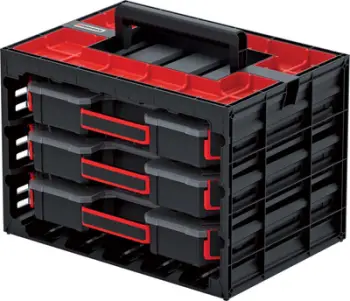 Kuti organizimi Kistenberg KTC40306S, 3 sirtarë, 415 x 290 x 295 mm, e zezë me të kuqe