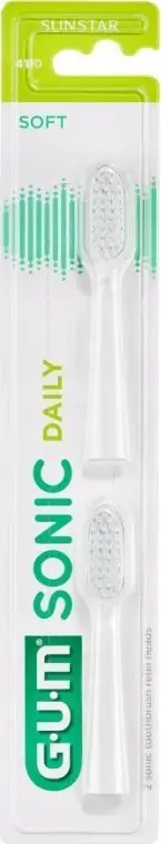 Koka furçe dhëmbësh Gum Sonic Daily White, set 2 copë, të bardha
