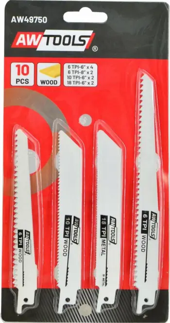 Set i tehesh sharre për dru AWTools, AW49750, 10 copë