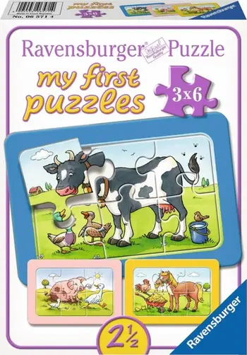 Puzzle Ravensburger 3 x 6 Piece Puzzle - Good Animal Friends