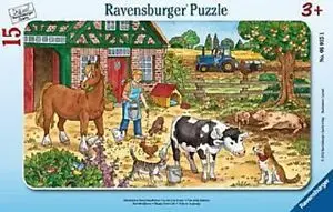 Puzzle Ravensburger Happy Farm, 15 elemente, shumëngjyrëshe