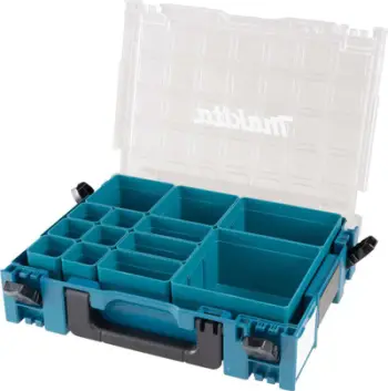 Kuti organizuese Makita MakPac, 13 ndarje, plastike, me kapak transparent