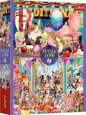 Puzzle Trefl 2 Puzzles Fluffy Friends, 500 pjesë, shumëngjyrësh