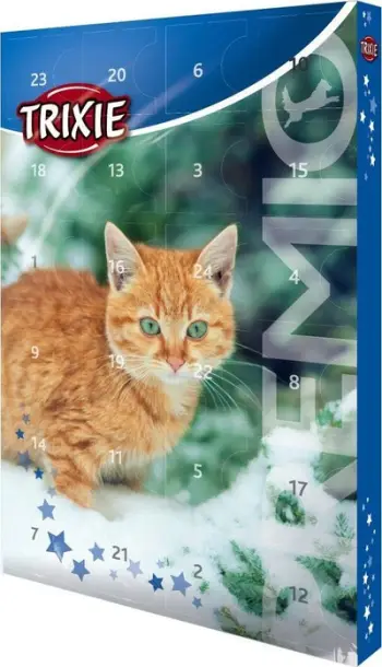 Kalendar adventi për mace Trixie 9264, 24 dritare, për shpërblime, shumëngjyrësh