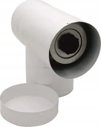 Tee oxhaku SpiroFlex TDNV60/100TDB, 60/100 mm, 90° me kapak, i zi