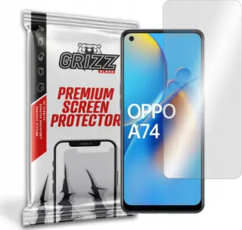 Xham mbrojtës GrizzGlass Hybrid Glass për Oppo A74 4G, transparencë e lartë, instalim i lehtë
