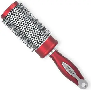 Furçë flokësh Top Choice Hair Brush Exclusive Size L Round, profesionale, e rrumbullakët, argjend me burgundy