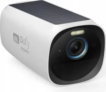 Kamerë sigurie shtesë Anker eufy Security eufyCam 3 4K Wi‑Fi me panel diellor, njohje fytyre, night vision me ngjyra, për jashtë, bardhë/zi, 1 copë