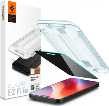 Xham mbrojtës Spigen Glas TR EZ Fit HD Privacy për iPhone 16 Pro Max, 1 copë, transparencë