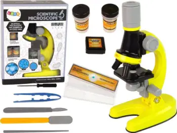 Mikroskop për fëmijë Leantoys, set edukativ, i verdhë