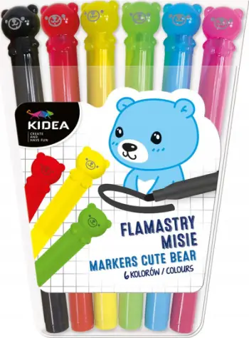 Markatorë me majë të butë Kidea Bears, set 6 ngjyra, shumëngjyrëshe