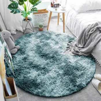 Qilim rrumbullak Strado Ombre Shaggy, 120x120 cm, poliester, blu e errët