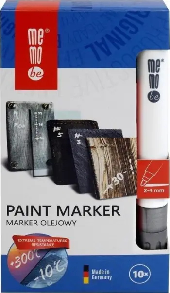 Marker me bazë vaji MemoBe Oil-based Marker, 2-4mm, argjendtë, set 10 copë