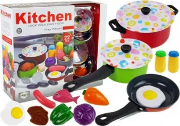 Set kuzhine për fëmijë Leantoys, 22 pjesë, metalik