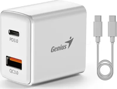 Karikues prizë Genius PD-20ACP, 20W, 2 porta USB-C USB-A, i bardhë - 1