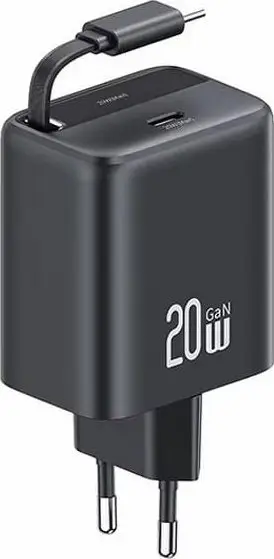 Karikues USB USAMS CC233, 20W PD QC, 2x USB C me kabllo tërheqëse, i bardhë