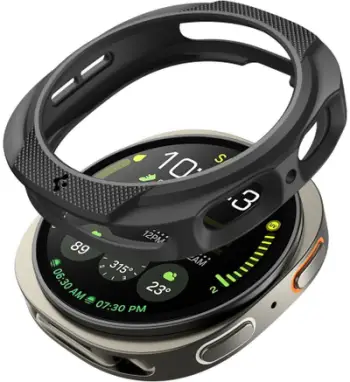 Mbrojtëse ore inteligjente Spigen Liquid Air, për Samsung Galaxy Watch8 44mm, TPU, e zezë mat