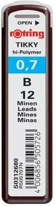 Mina grafiti Rotring 0.7mm B, polimer rezistent, set 12 copë