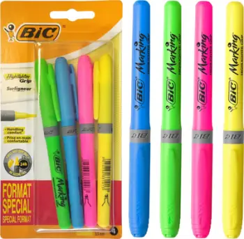 Marker nënvizues BIC Special Format, set 4 copë, shumëngjyrësh