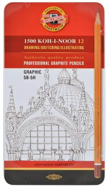 Set lapsa grafiti Koh I Noor Professional, 12 copë, fortësi 5B 5H, grafit