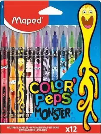 Set lapsa me ngjyra Maped ColorPeps Monster, 12 ngjyra, maje 2.8 mm