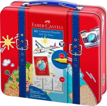 Set lapsash me ngjyra Faber-Castell Connector, 40 copë, në valixhe plastike, shumëngjyrëshe